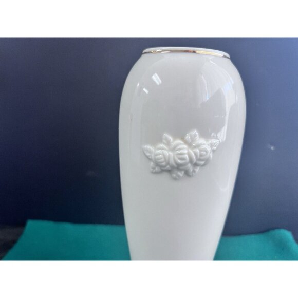 Lenox Rose Blossom Vase 24k Gold Trim Certificate 7.5 " Tall Bud Flower - Picture 2 of 7